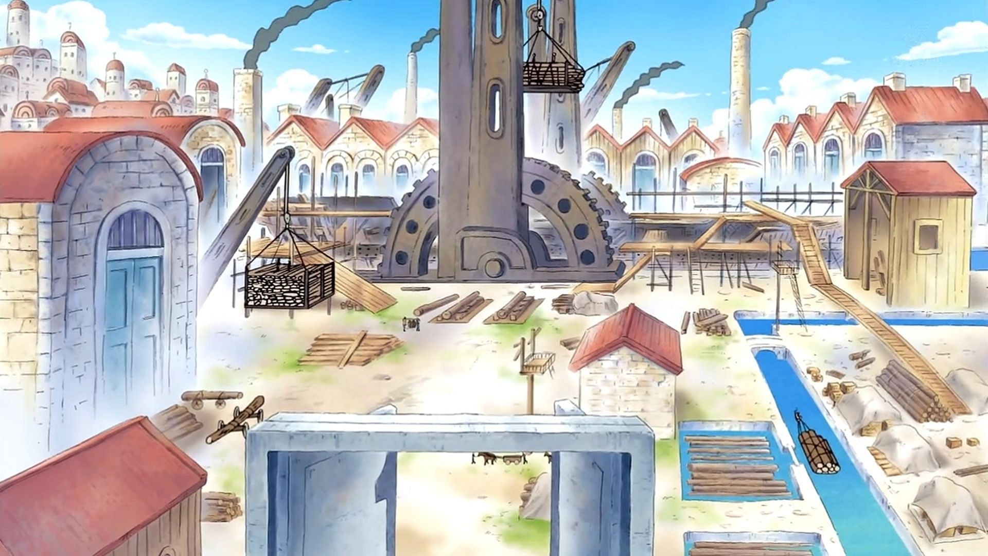 There must be a connection between these shipbuilders and the Galley-La (Image via Toei Animation)